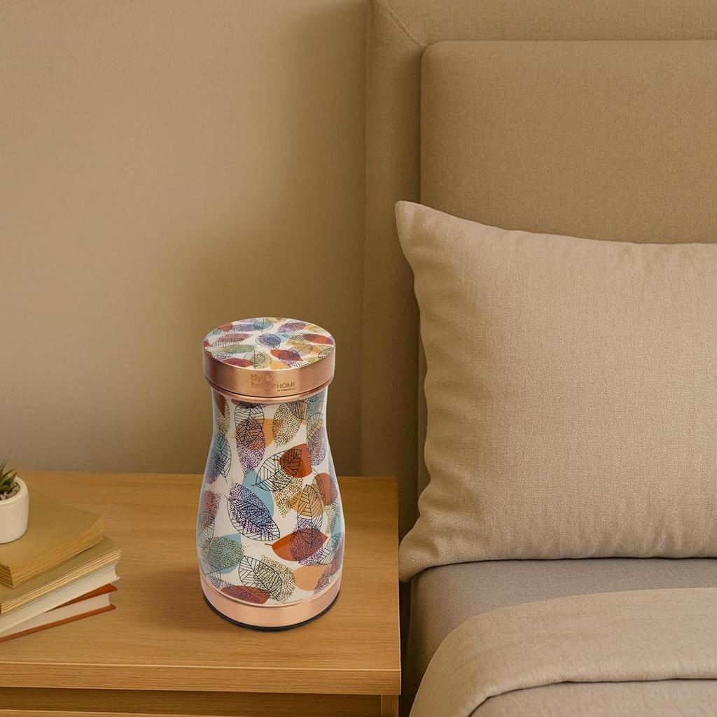 Pure Copper Water Bottle 950ml | With Copper Glass In Lid | | Antibacterial | Elegant Design | Bedside & Kitchen Use | Gift Option