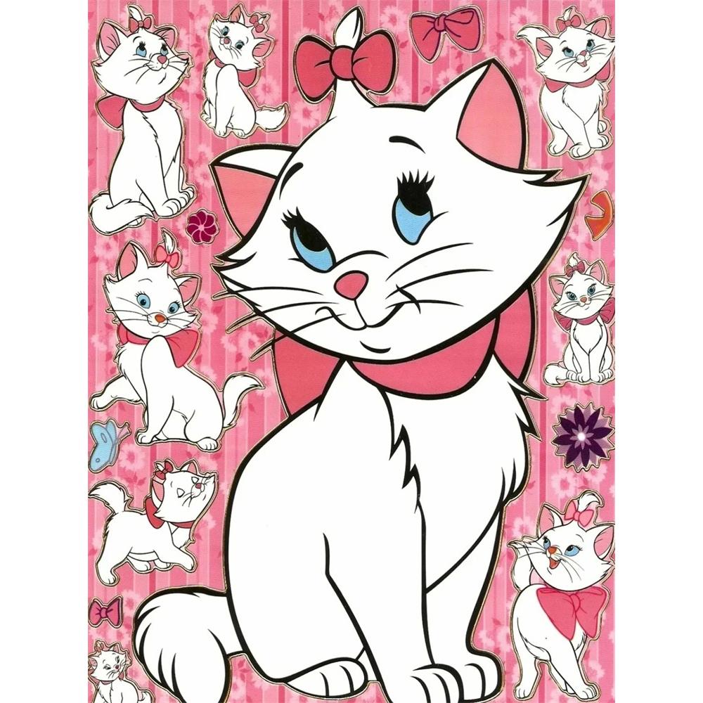 Disney Diamond Painting Marie Cat All over Sweet Illustration Mosaic Art DIY Cross Stitch Embroidery Set Full Diamond Home Decor Gift Round 20x30cm