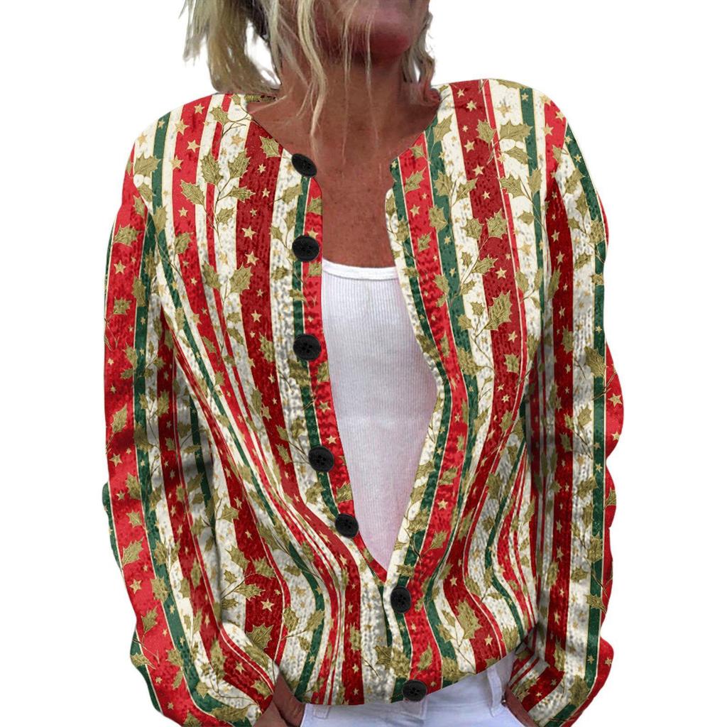 Round Neck Long Sleeve Christmas Cardigan Sweater YXX-YK01