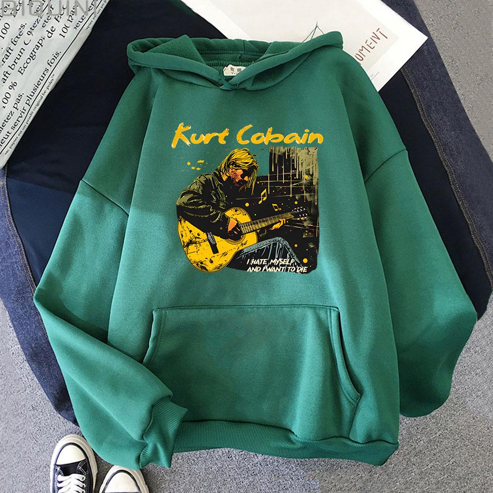 Autumn Kurt Cobain Hip Hop Sweatshirts for Men Popular Characters Long Sleeve Oversized Hoodies All-Match Clothes Grunge Outfits