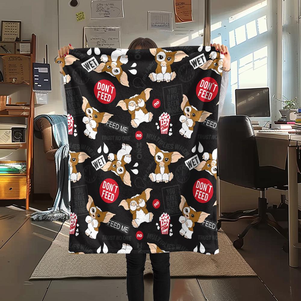 1PC Gremlins Print Flannel Blanket, High quality All Seasons, Home Decor, Warmth and Comfort, Perfect for Christmas Gifts