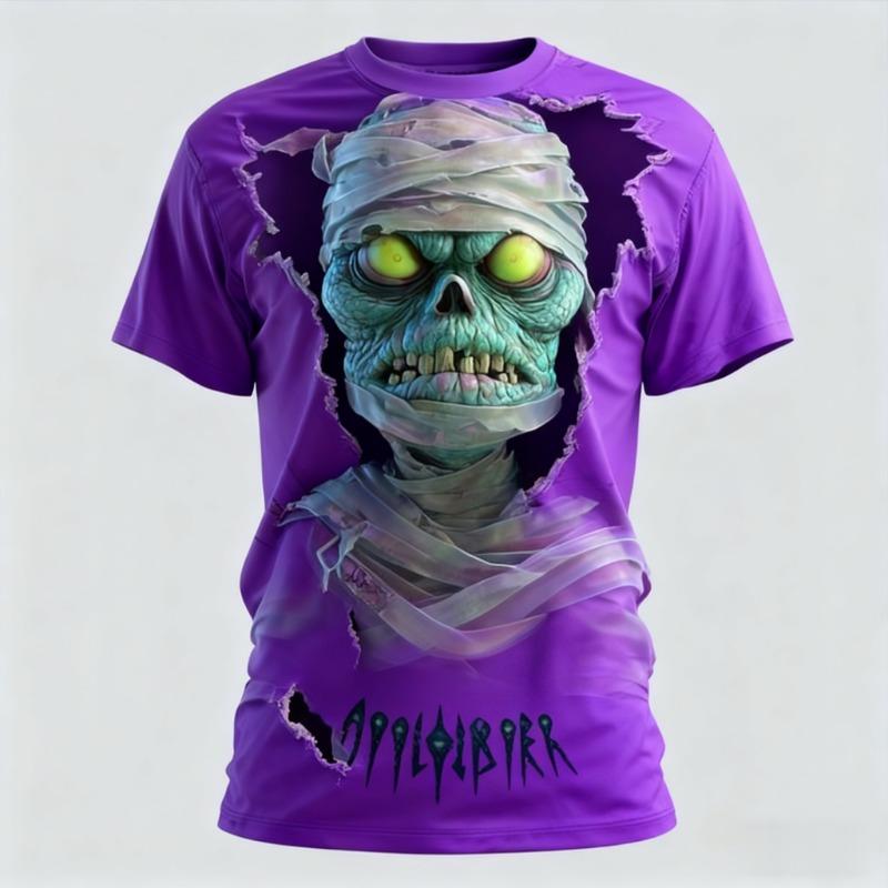 Summer T-shirt Halloween Elements Zombie Horror Party Adult Oversized Women's Mens Children's
