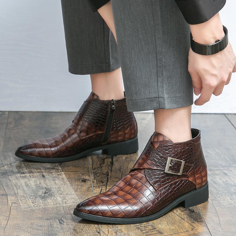 FashionAutumn Black Luxury Brand High Top Men Shoes Slip on Business Moccasins Italian Casual Men Leather Loafer Men Driving Shoes