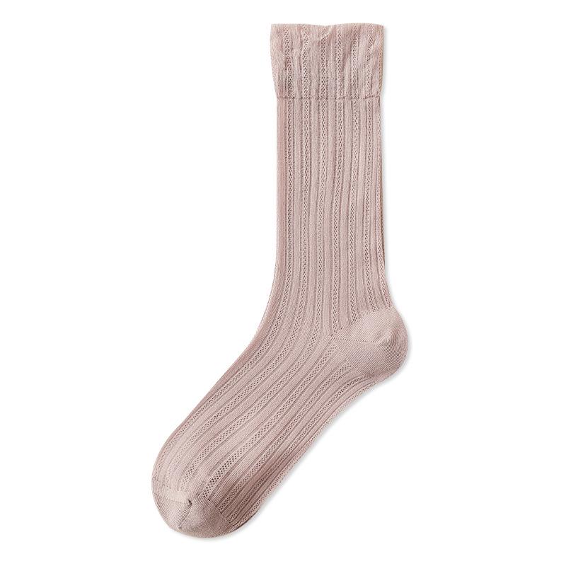 Acheng Women s Crystal Silk Breathable Mid-Calf Socks - Super Thin, Sweat-Wicking, Ice-Cool for Summer One Size 【Super Thin Lace Stacked Socks】