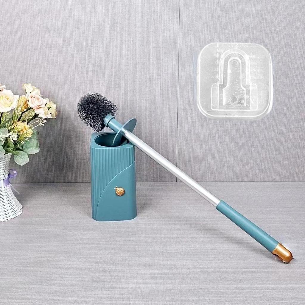 Sada WC štětky s držákem, 360° čištění & nástěnná montáž bez vrtání, prostorově úsporný koupelnový organizér