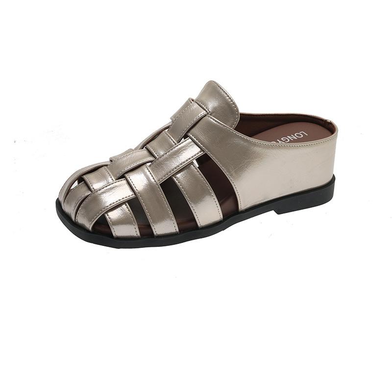 Office Slippers Women's Summer Wear a Pedal New Bag Head Roman Half Drag Versatile Casual Muller Sandals
