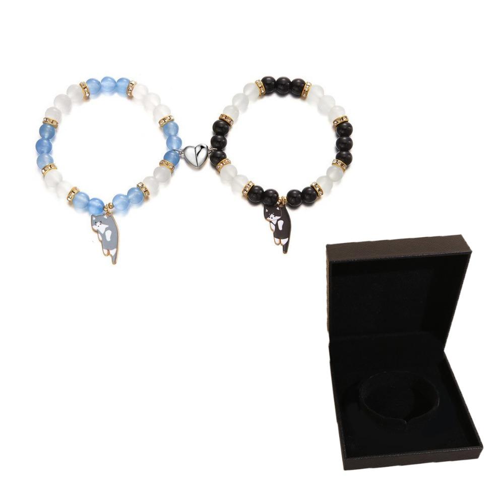 1Pair Beaded Lovers Friendship Bracelet Bangle Cartoon Cat Hand Chain  Couple