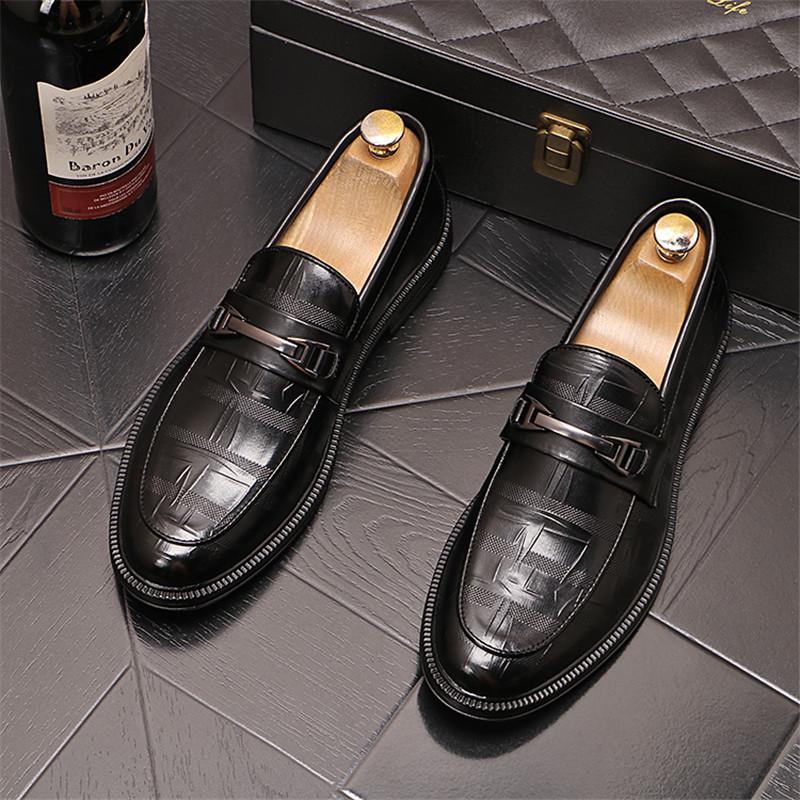 

Итальянская мужская обувь из кожи с тиснением, классическая модная мужская обувь класса люкс, износостойкая, нескользящая, мужская обувь, противоскользящая, коричневая 38 чёрный