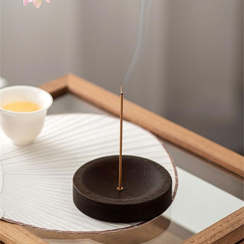 Wood Incenses Stick Stand Creative Incenses Burners Round Shaped Censer for Meditation & Relaxiation