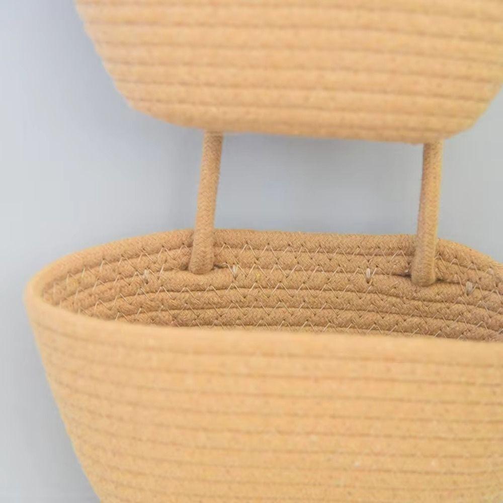 3-Tier Woven Hanging Organizer Handwoven Wall Hanging Pouch Wall Mount Storage Bag  Bathroom