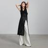 Women's Linen-Blend Knit Maxi Dress with Slit & Cutout