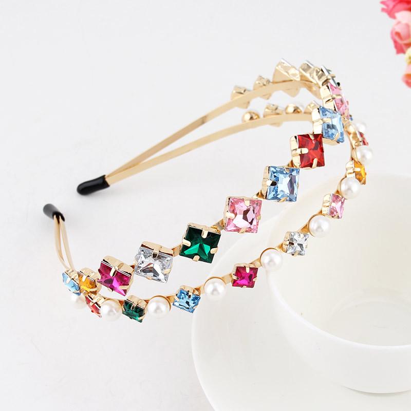 Baroque Colorful Rhinestone Headband Hair Hoop Women Hair Accessories New Shiny Fashion Crystal Flower Crown Head Wrap