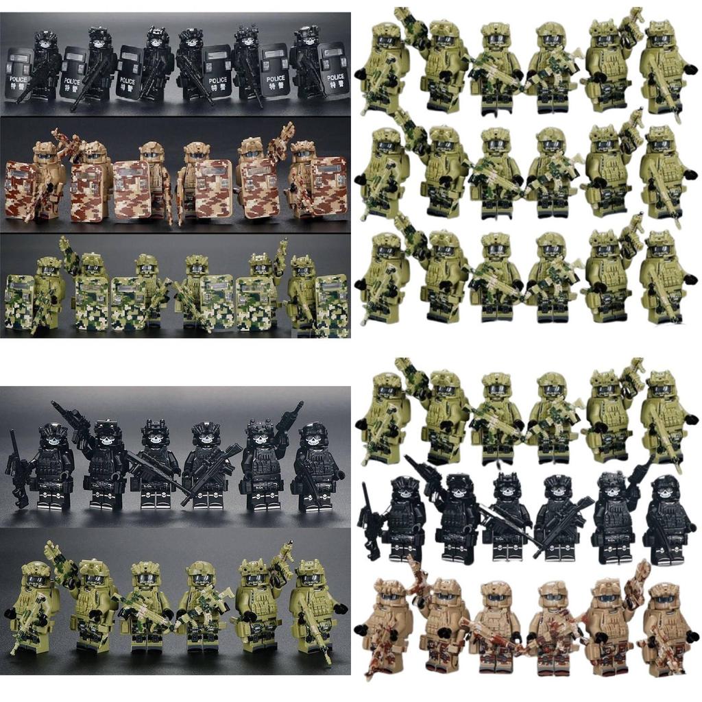 Forze Speciali Militari di Polizia Speciale Fantasma Blocchi da Costruzione Compatibili con Giocattoli da Costruzione per Ragazzi con Scudi e Secchielli
