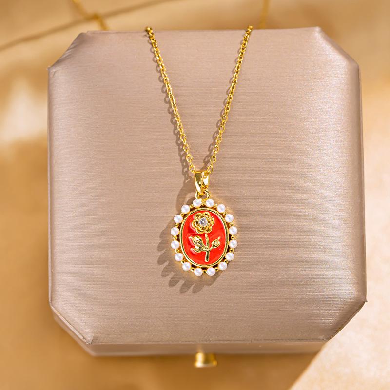 Retro Butterfly Flower Pendant Fashion Titanium Steel Choker Necklace Irregular Versatile Women