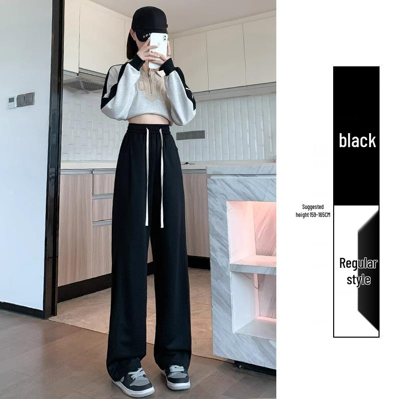 

Маленькие белые широкие спортивные штаны с высокой талией и кулиской - осенний стиль для старшеклассниц (145см-150см) XS (suggested 60-79 lbs)