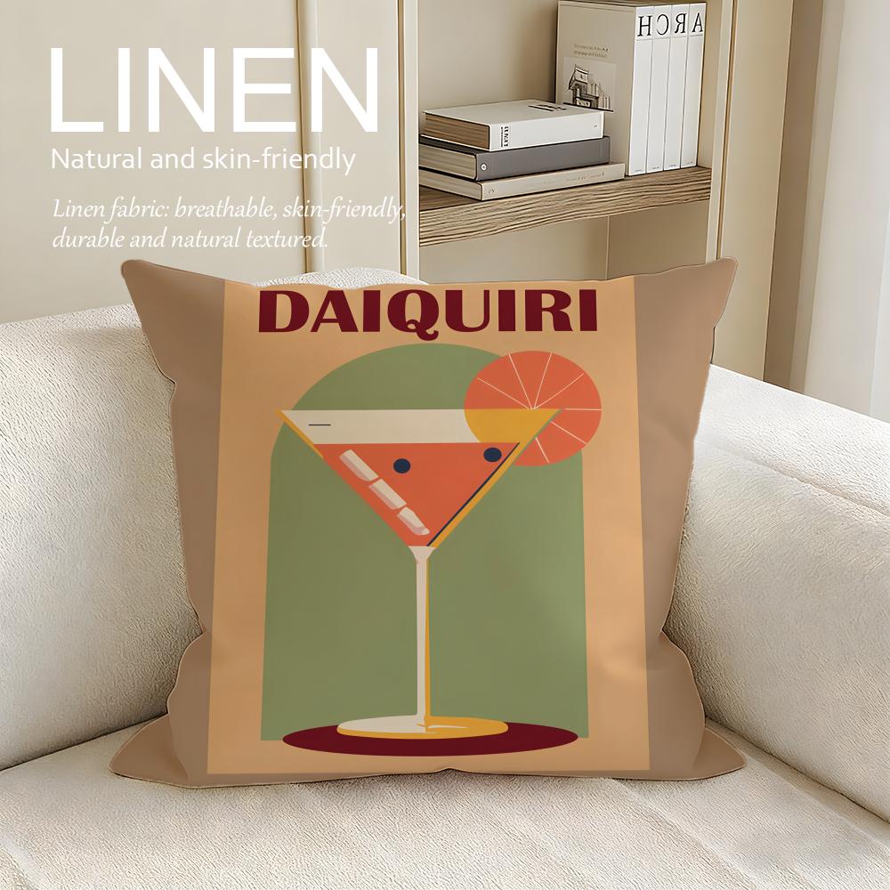 Food Daiquiri Cocktail Cushion Cover Pillowcase Set Pcs x x Breathable Washable Sofa Cushion Cover