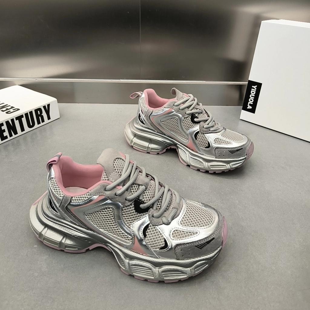 Platform dad shoes silver heavy industry women's new sports shoes women's light casual shoes fried street women's single shoes