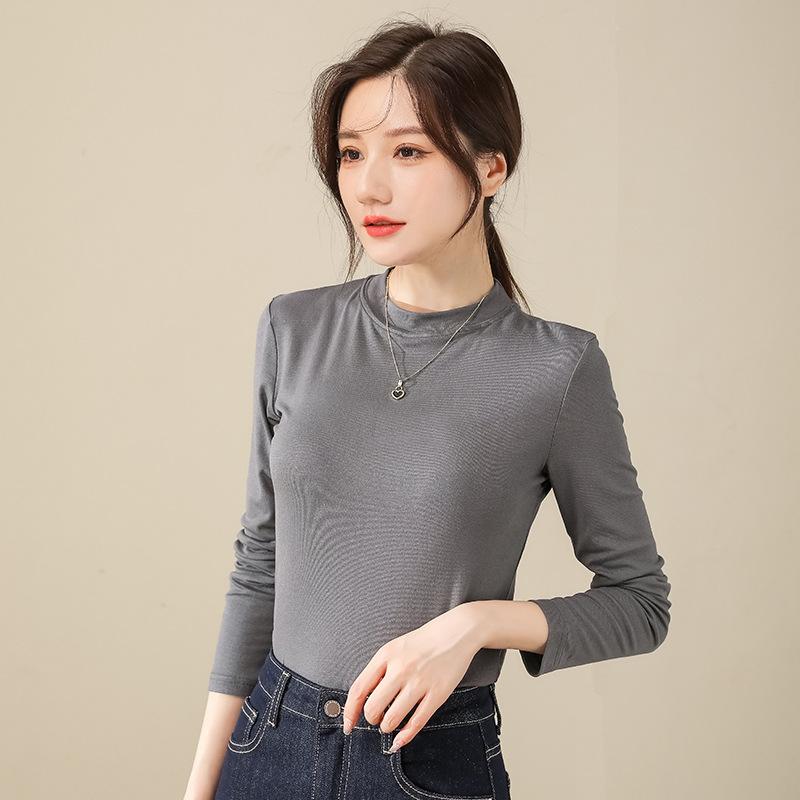 

Белая водолазка средней высоты из немецкого бархата для женщин Новая осенне-зимняя модель Плюс бархатная утолщенная внутренняя прилегающая теплая футболка XL серый