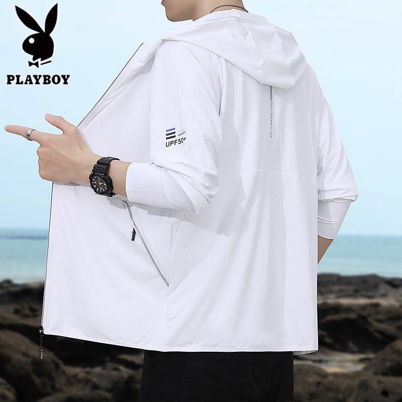 PLAYBOY Men's Hooded Ice Silk UV Protection Jacket