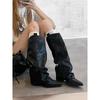 New boots pointed but knee boots loose high boots thick heel trouser tube boots
