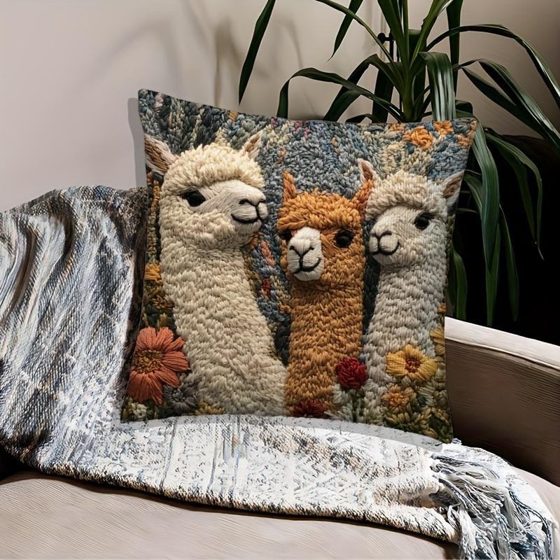 Alpaca Fashion Cushion Covers Chair Living Room Pillowcase Cozy Zipper Sofa Pillow Covers Bedroom Indoor Home Decor