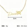 18K gold-plated stainless steel name necklace, December butterfly collarbone chain, cross-border