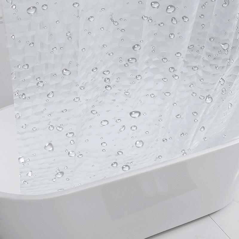 Waterproof Bathroom Shower Curtain Transparent Bathroom Curtain with Hooks Thickened Bathing Sheer Wide Bath Curtain