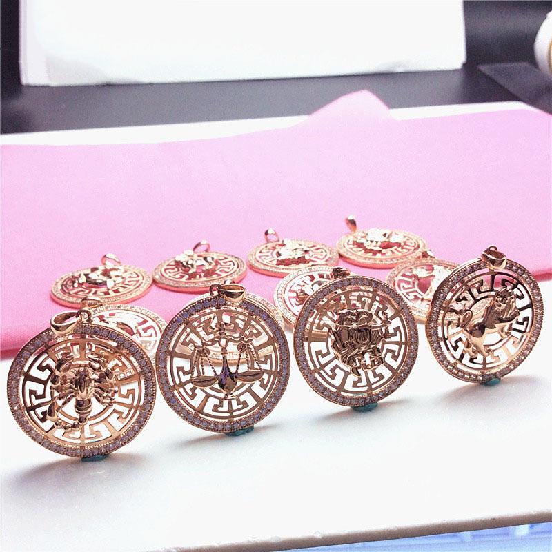 Pure Purple Gold Constellation Pendant Rose Gold Plated Color Gold Personalized Twelve Constellation Cards