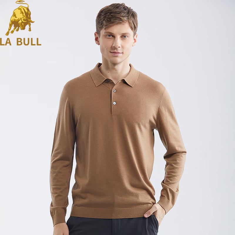 

LA BULL Men s Business Casual Long Sleeve Wool Polo Sweater XL