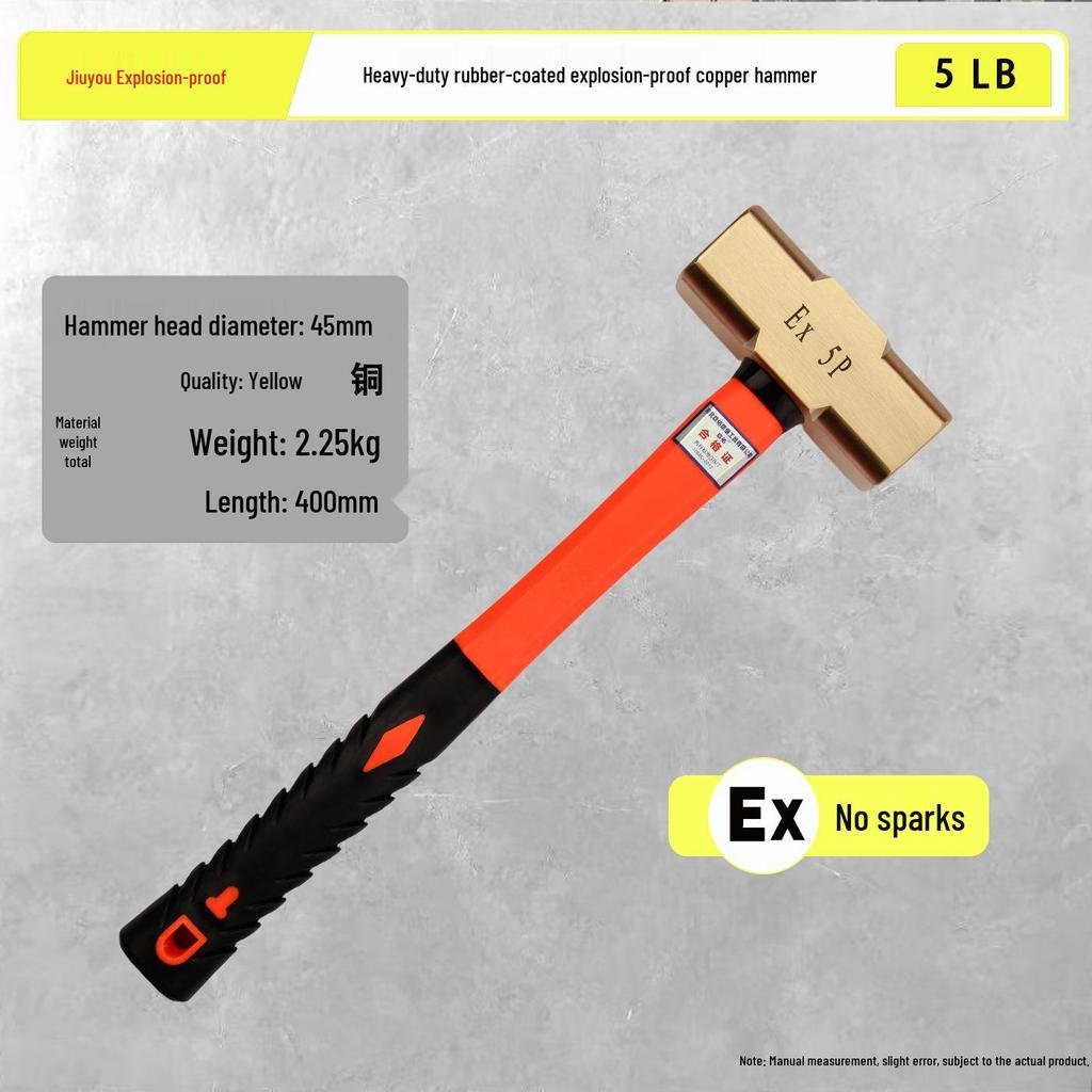 Explosion-Proof Non-Sparking Brass Sledgehammer - Octagonal Copper Alloy, 2lb, 4lb, 8lb Options