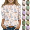 Μπλούζες με στάμπα για κορίτσια εφηβικής ηλικίας Μπλουζάκια με στρογγυλή λαιμόκοψη και μανίκια 3/4 Μοντέρνα τοπ Μπλουζάκια για σύνολο