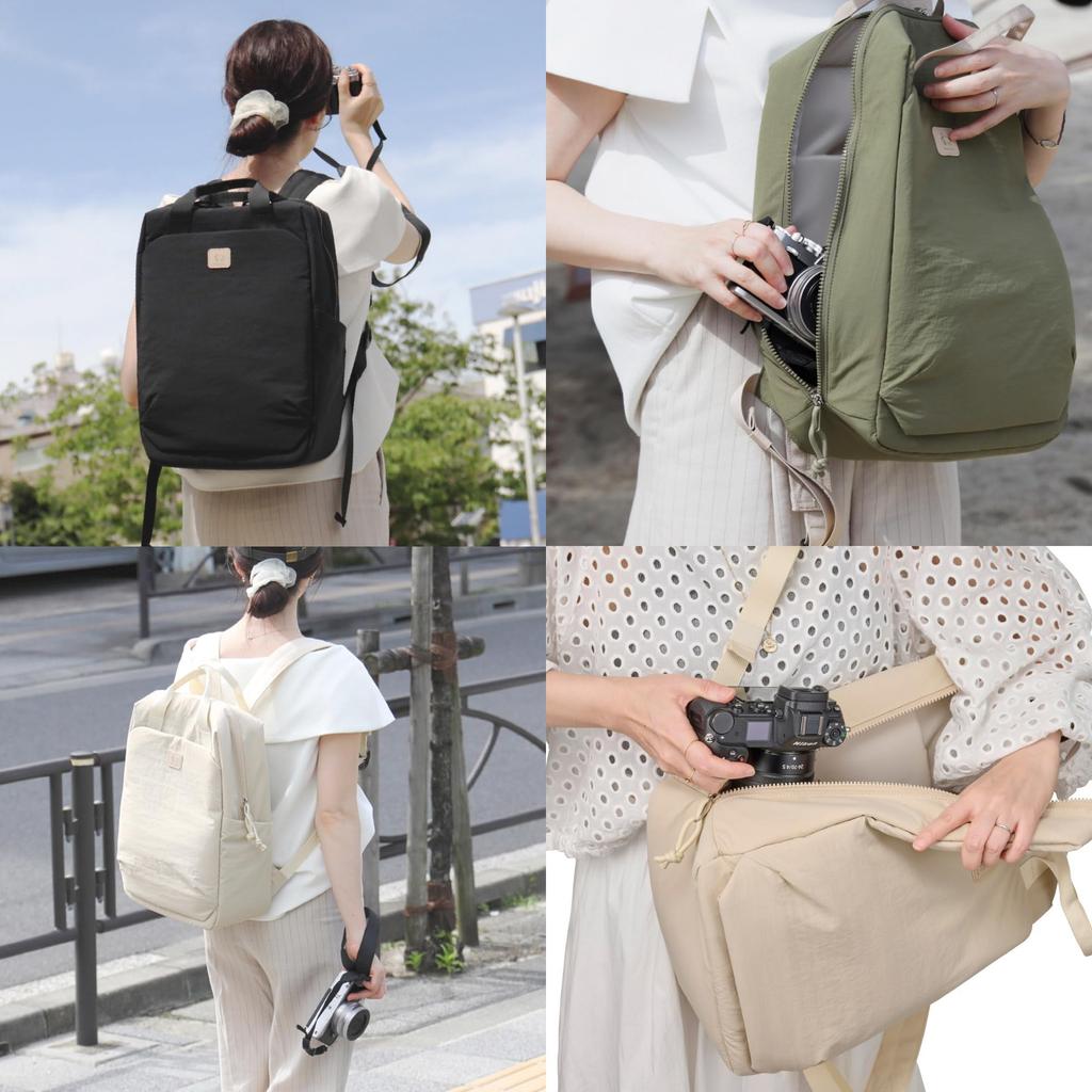 Hakuba Chululu Lumo Camera for Everyday with Inner Case and Side 4977187005387 Backpack, Beige, Use, Access, AMZSCH-LUBPBE