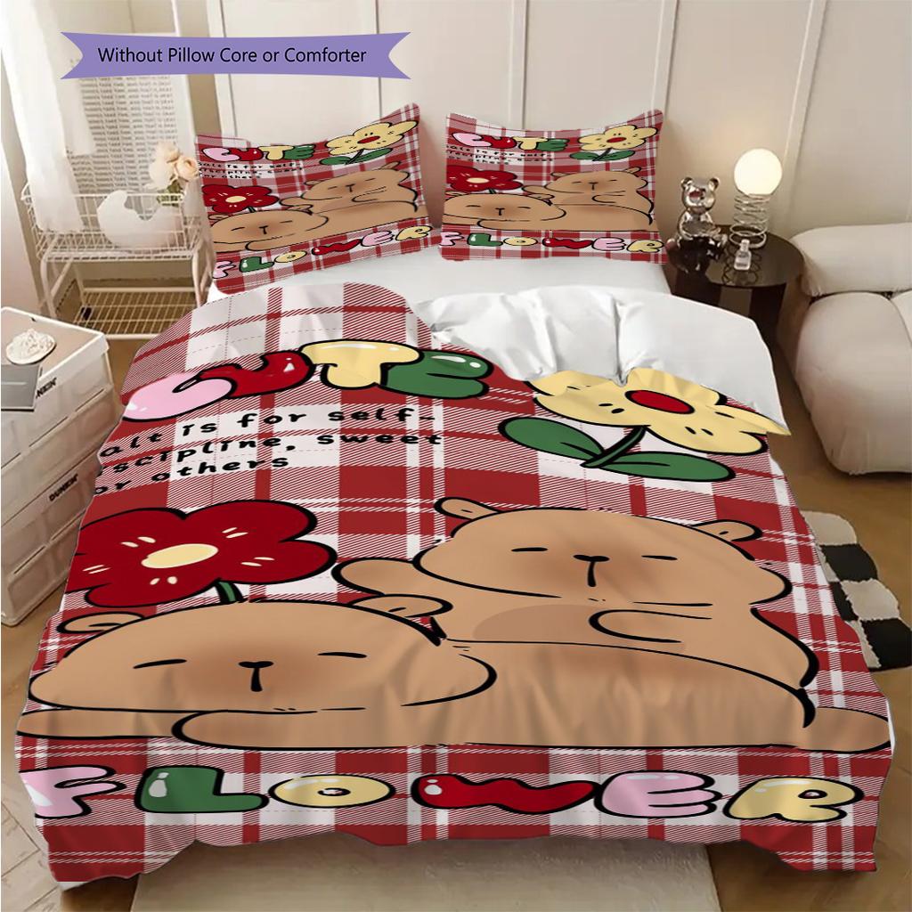 Sweet Sip Rainbow Bedding (1 * duvet cover + 2 * pillowcase, without core) 2D Flat Duvet cover and pillowcase Bedding set Soft and comfortable