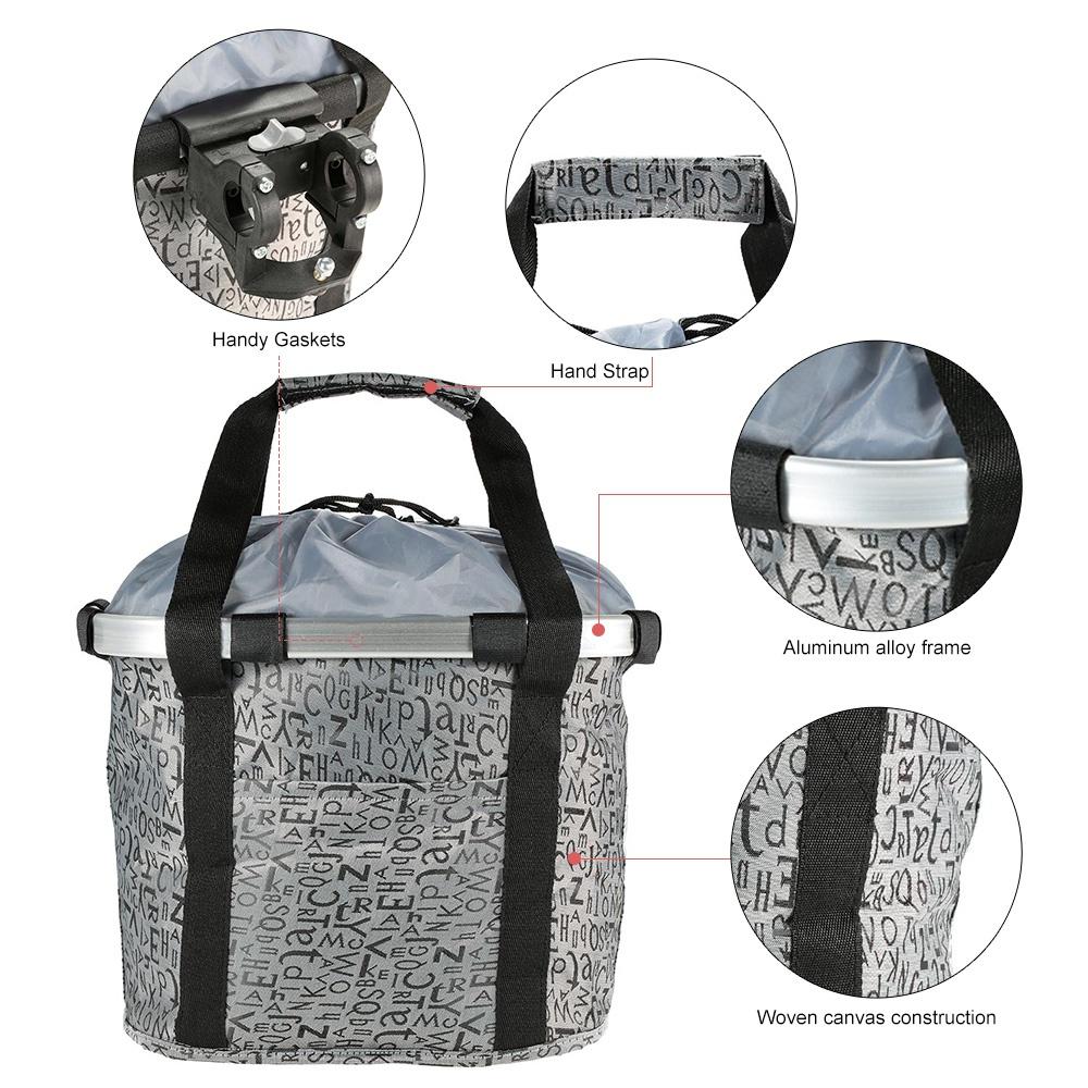 Bicycle Bike Detachable Cycle Front Canvas Basket Carrier Bag Pet Carrier Aluminum Alloy Frame Detachable Basket