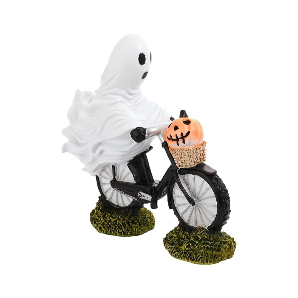 Cartoon Ghost Figurines Ornament Funny Ghost Statue Unique Ghost Bike Rider  Halloween