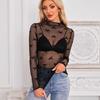 2025 European-American Slim Fit Long Sleeve Lace Bow Top