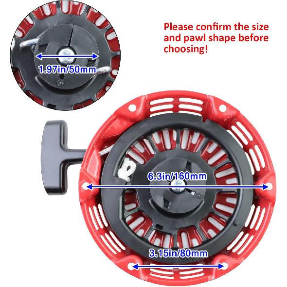 GX160 Pull Start Compatible with Honda GX120 GX200 5.5HP 6.5HP Engine 28400-Z4M-306ZB 27400-Z1T-702 Recoil Starter Assembly Curved Steel Rod Pawls
