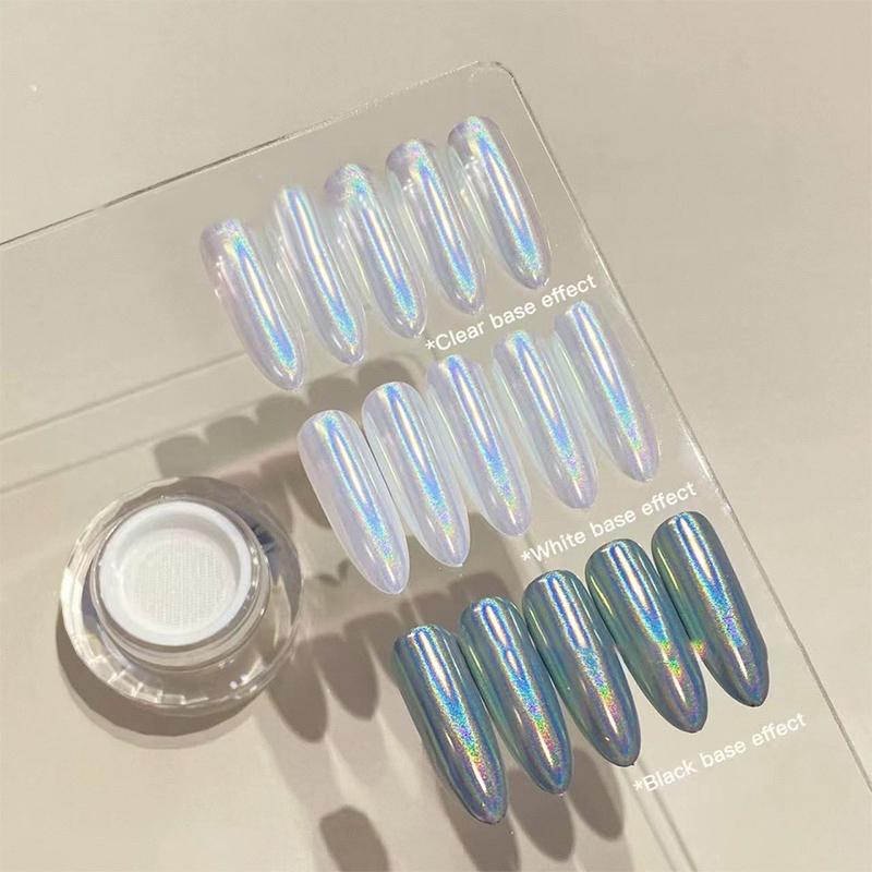 Mondlicht Perlmutt Weiß Nägel Glitzerstaub Chrom Aurora Weiß Einreibpulver Spiegelpigment Nail Art Zubehör Dekoration