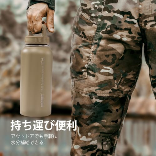 OneTigris 1 Liter Stainless Steel Water Bottle Set with Cover, Vacuum Insulated, Keeps Hot or Cold, Includes 3 Replacement Lids, 2 Straws, and 1 Brush