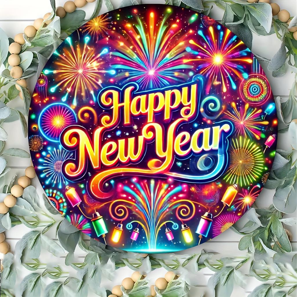 Happy New Year D Aluminum Tin Sign Premium Wall Art for Home Window Garden Bar Office DecorIdeal FestiveDorm Decoration