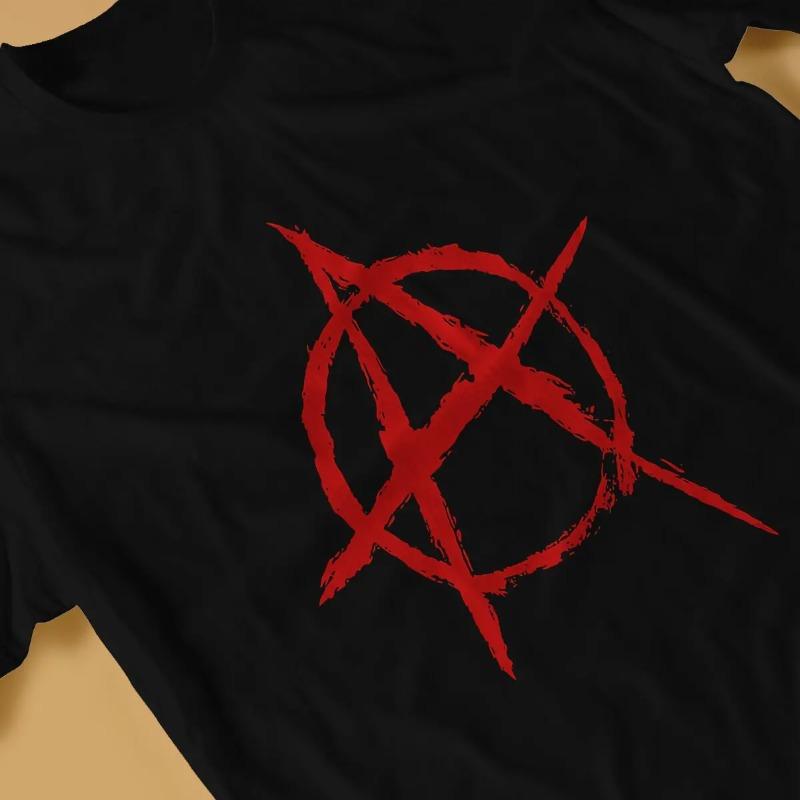 Anarchy Anarchist Symbols Red 100% CottonTshirt Homme Men's Clothing Polyester T Shirt for Men