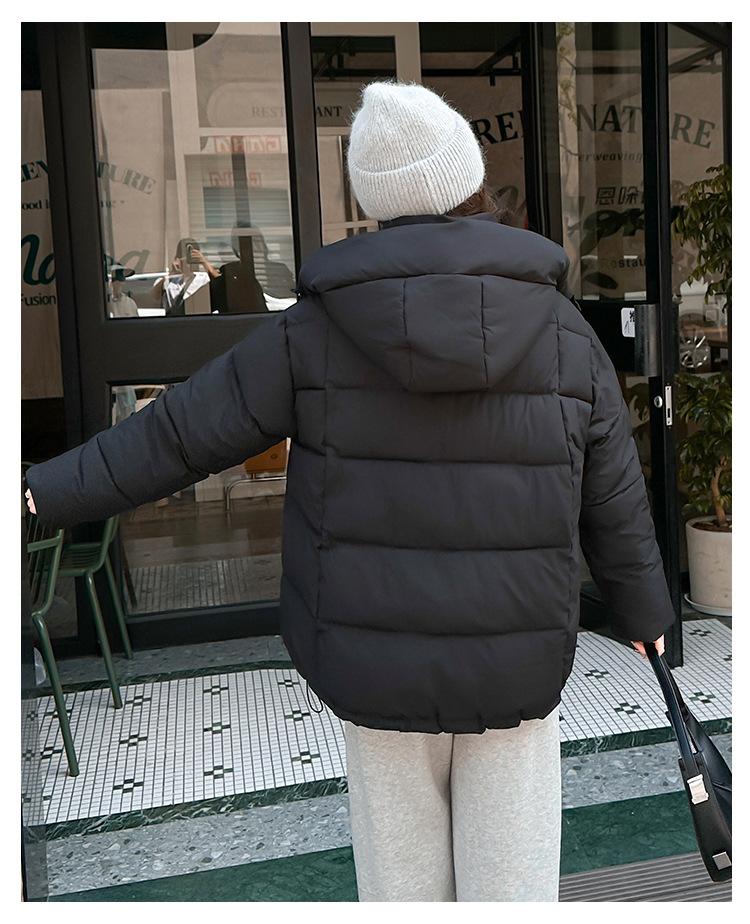Women’s Short Hooded Windproof Thicken Warm Winter Puffer Jacket With Tie