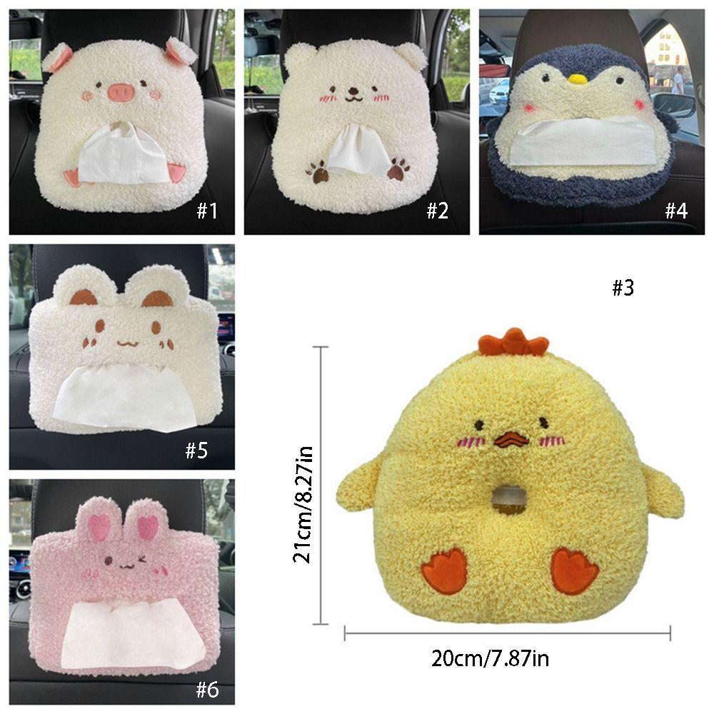 Plush Animal Shape Car Tissue Holder Cartoon Paper Towel Cover  Auto Decor Accessories