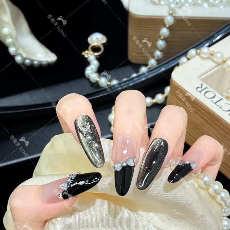 L36 High-End Luxury Handmade Flash Cat Eye Nail Art XS (Long Oval)