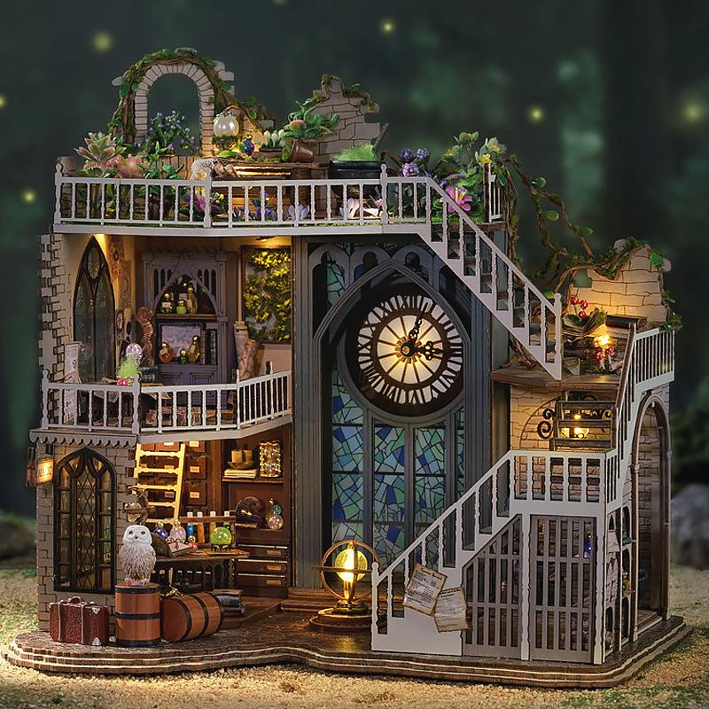 Wooden Miniature Doll House Assembly Model Building Room Bedroom Decoration With Furniture LED Lights Christmas Gifts Dollhouse