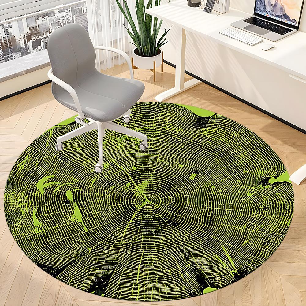 1pc Tree Rings Growth Office Round Area Rug, Indoor Mat Suitable ForOffice, Under Office Chairs Bedroom Living Room Home Decor, Room Decot029