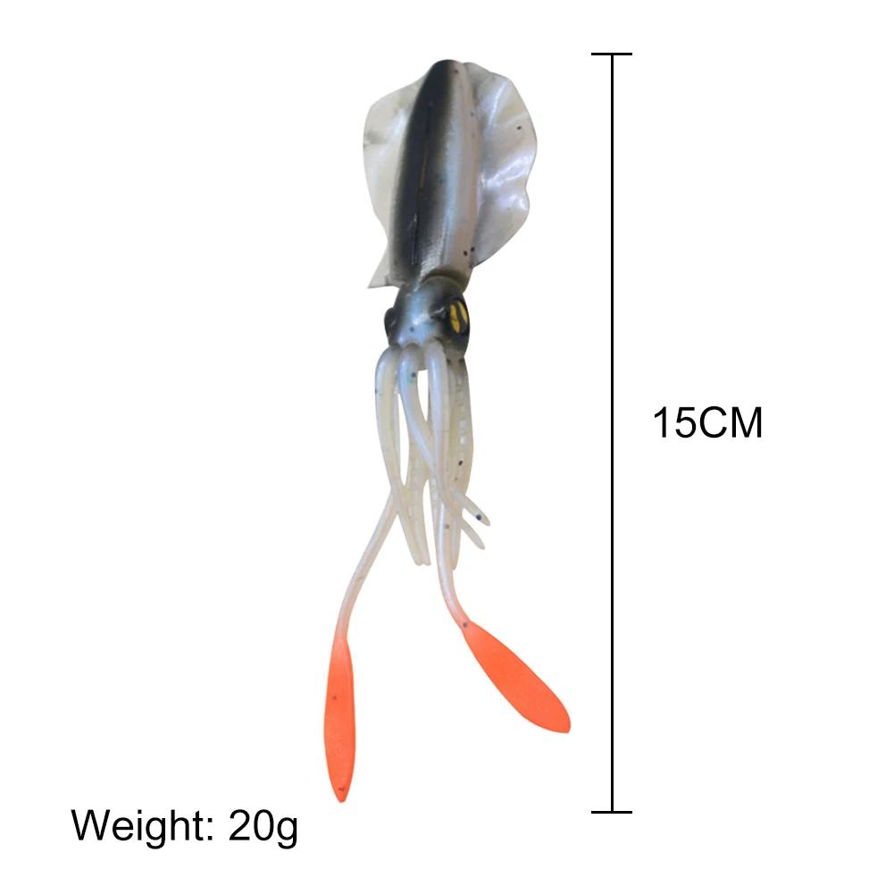 15cm 20g Silicone Soft Artificial Rubber Luminous/UV Squid Jig Fishing Lures For Sea Fishing Trolling Wobbler Bait Fishing Tackl