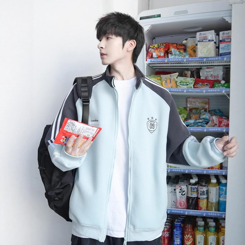 Spring and Autumn New American Retro Stand-Up Collar Sports Stand-Up Collar Sweater Zipper Jacket