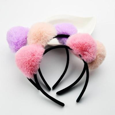 Bandeau Oreilles de Chat en Peluche pour Femmes Filles Grand Pompon Bandeau Diadème Bandeau de Fête Accessoires pour Cheveux Oreille de Panda