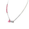Les Trésors De Lily [N7075] - 'Love' Steel Necklace Pink Silver Gray